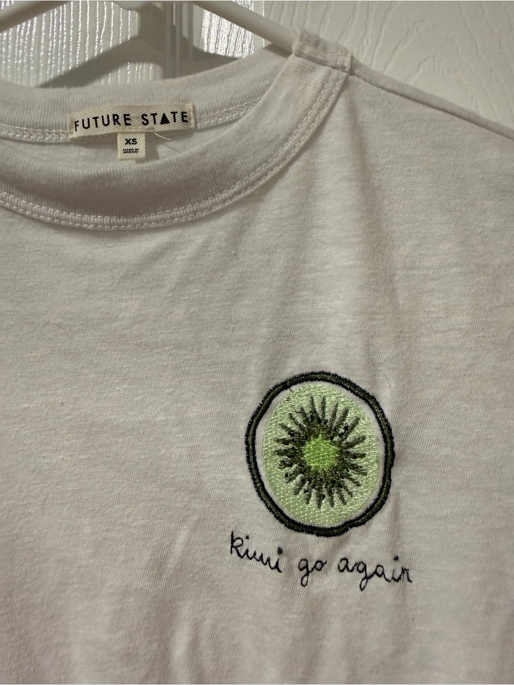 Future State White 'Kiwi Go Again' Embroidered Short Sleeve Tee
